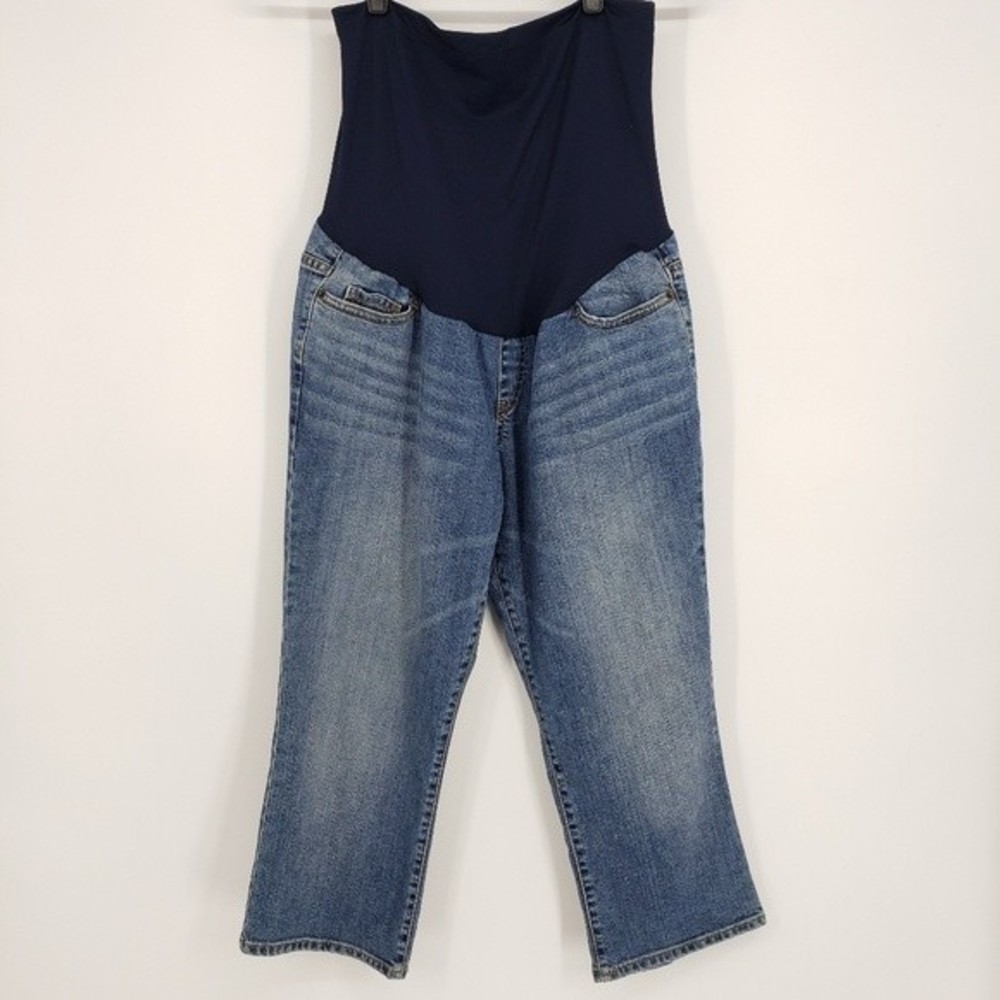 Liz Lange Denim Over Bell Capri Jeans Size 6